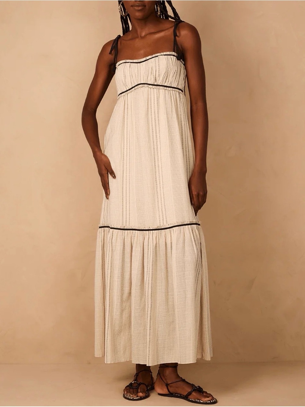 Dress To Off White Sleeveless Tiered Cotton Maxi NWT